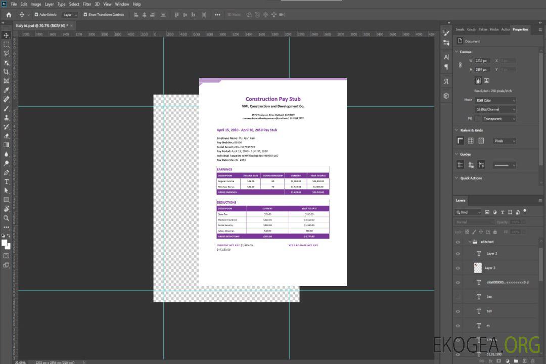 Modèle Word et PDF de bulletin de paie pour la construction template Modèle Word et PDF de bulletin de paie pour la construction template